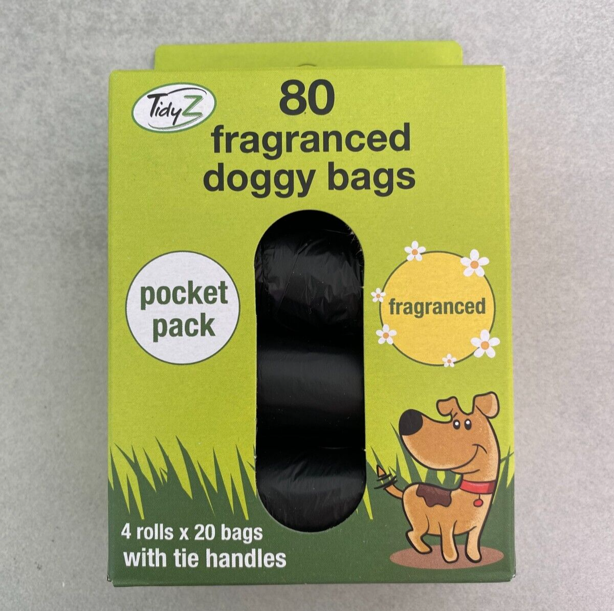 Rolls of 20 Fragranced Dog Poop Bags Strong Dog Poo Bags Tidyz Pocket Rolls