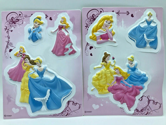 Disney Princess 3D Stickers - 2 x A4 sheets - 6 Embossed Stickers