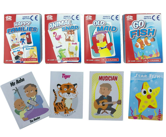 Classic Children's Card Games - Happy Families, Old Maid, Go Fish, Animal Snap