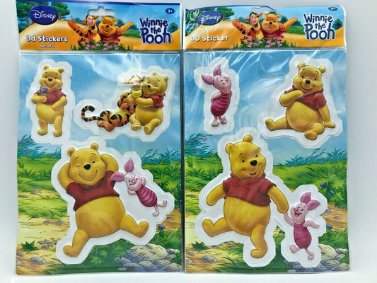 Disney 3D Stickers Winnie The Pooh - 2 x A4 Sheets - 9 Embossed Stickers