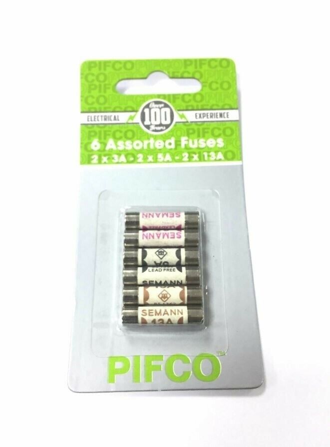 HOUSEHOLD ELECTRICAL FUSE SET - 6 Mixed Fuses - 3A, 5A & 13A