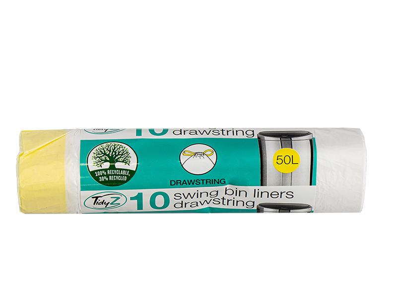 50L Litre Extra Value Strong Bin Liners with Drawstring White Choice of Quantity