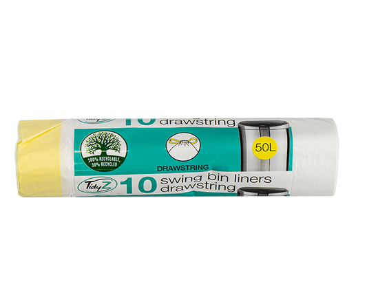 50L Litre Extra Value Strong Bin Liners with Drawstring White Choice of Quantity